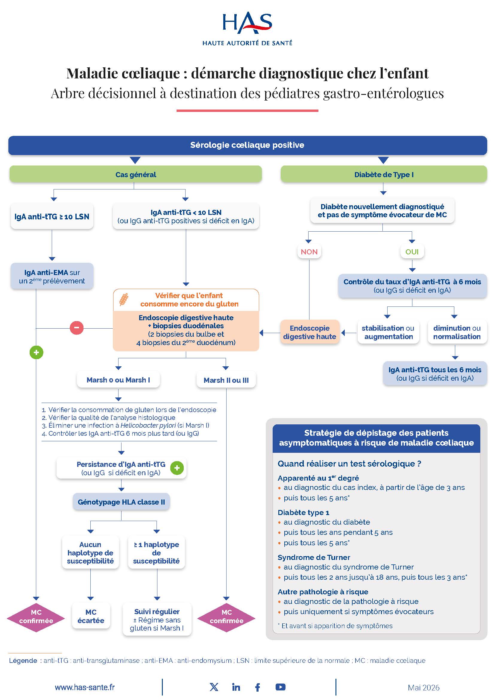 Maladie coeliaque - démarche diagnostic chez l'enfant -Arbre décisionnel pédiatre gastro-entérologue